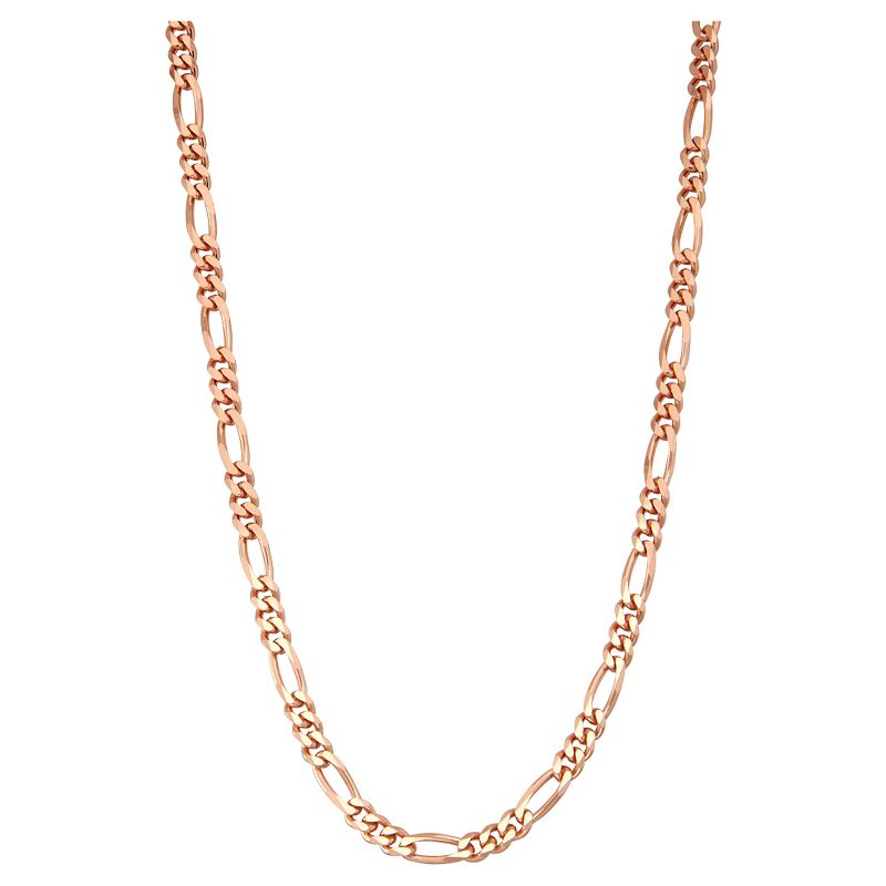 Tiara Rose Gold Over Silver 18" Figaro Chain Necklace