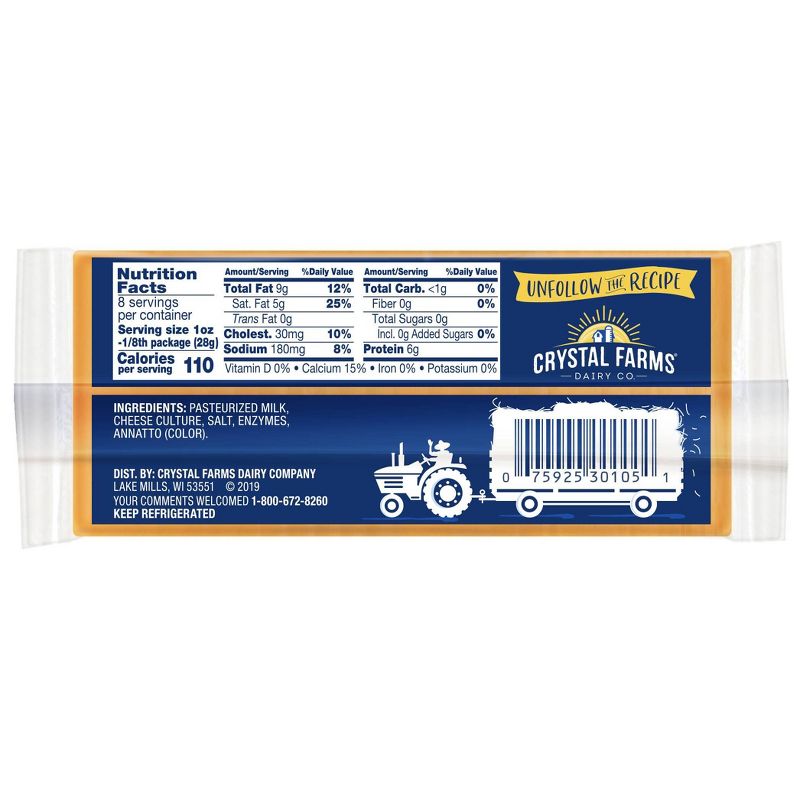 Crystal Farms Sharp Cheddar Cheese - 8oz