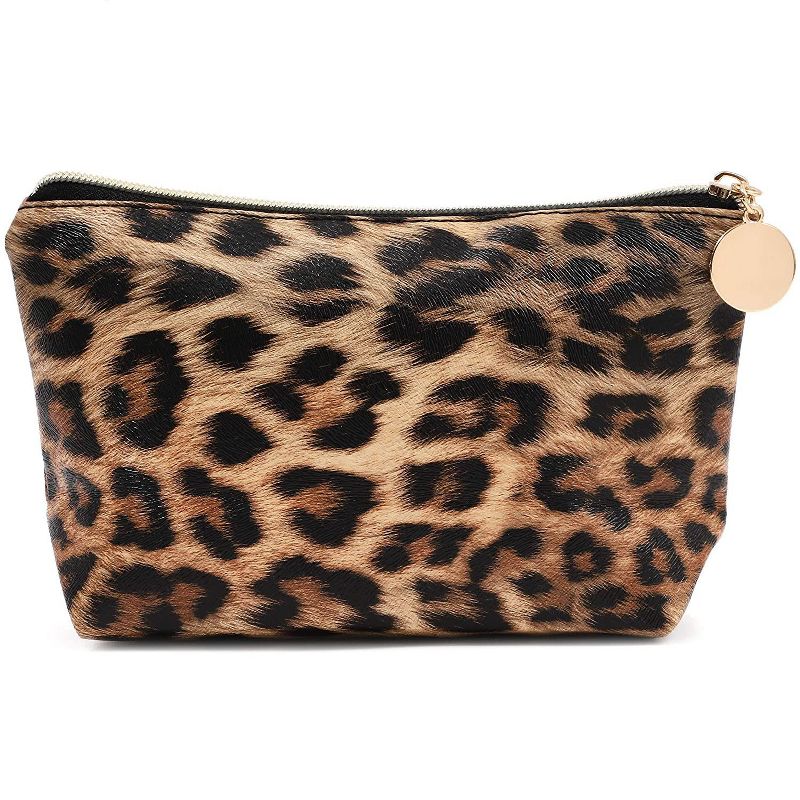 2-Pack Small Leopard Print Travel Cosmetic Makeup Bag, Jewelry Pouch Toiletry Organizer For Women