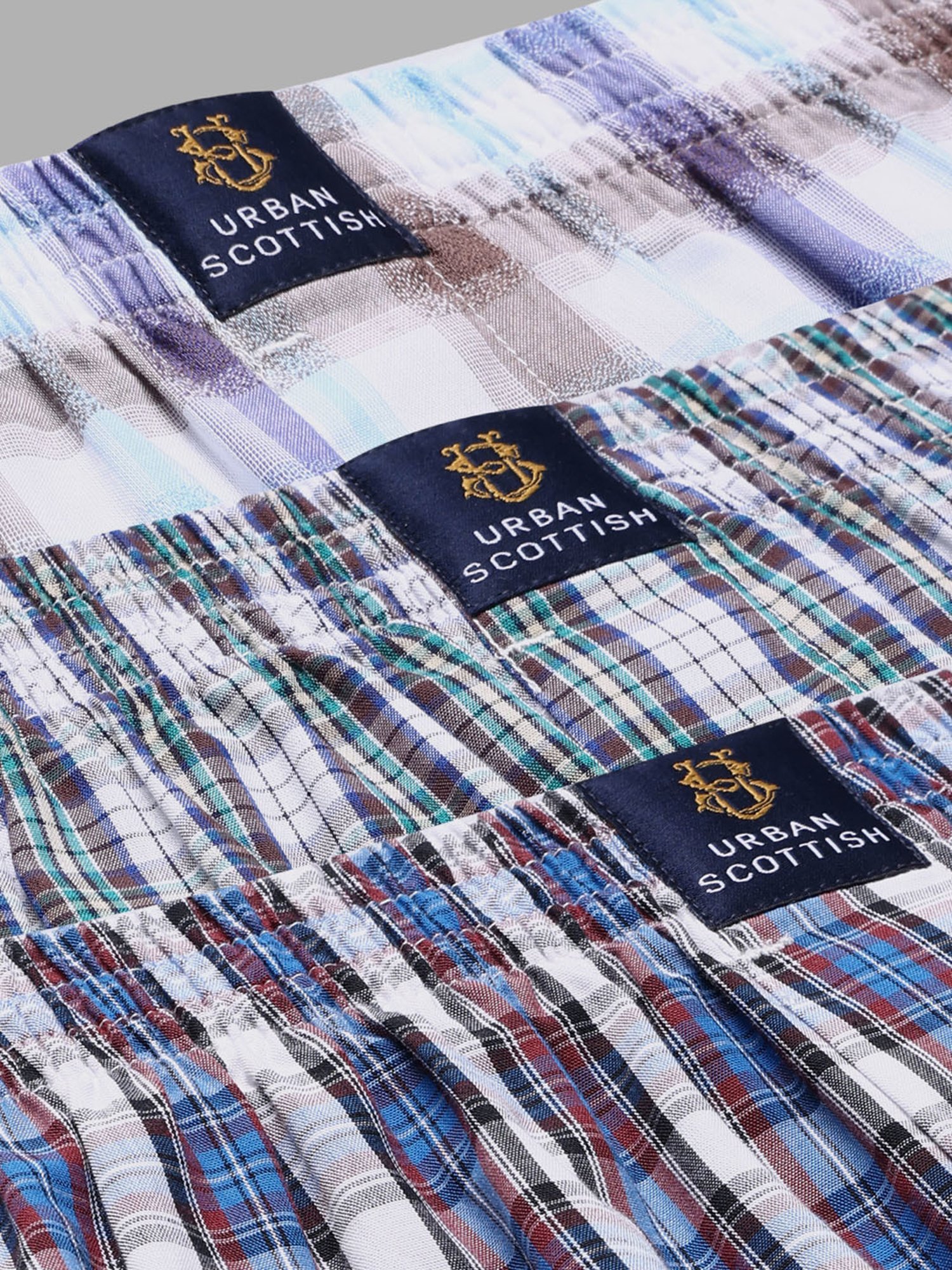 Urban Scottish Multi Cotton Regular fit Print Boxers-Pack of 3