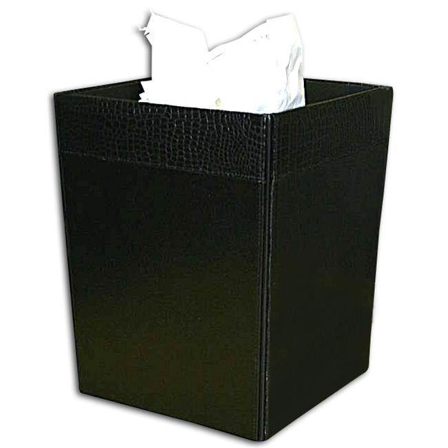 A2203 9 1/2 x 9 1/2 x 12 Square Waste Basket Crocodile Embossed Leather