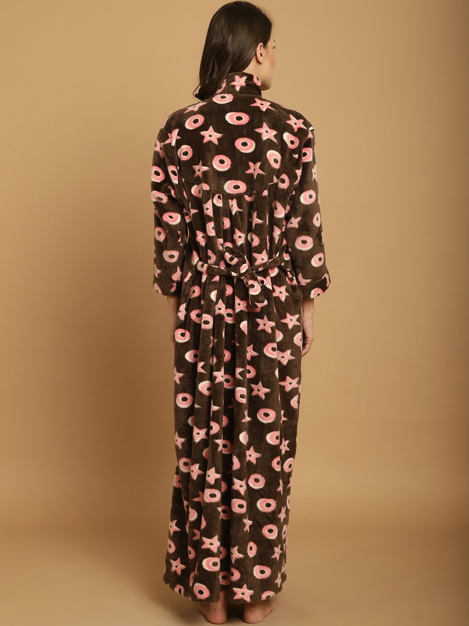 Secret Wish Brown Printed Maternity Night Dress