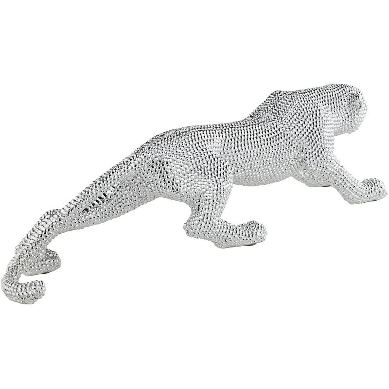 Studio 55D Prowling 23 1/2" Wide Electroplated Silver Leopard Sculpture