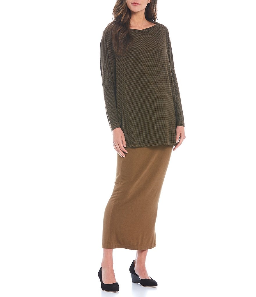 Bryn Walker Dimitri Houndstooth Print French Terry Dolman Long Sleeve Round Neck Tunic