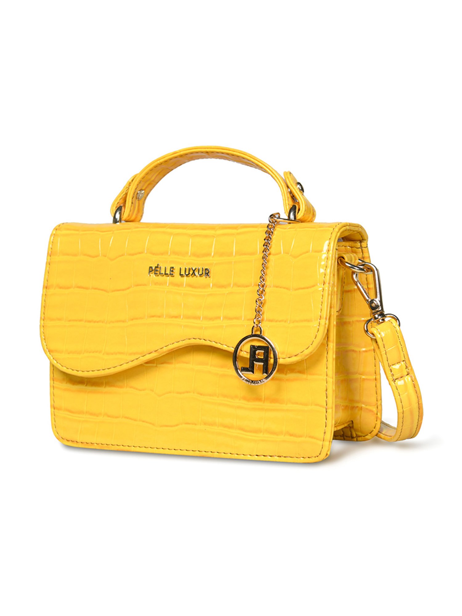 PELLE LUXUR Yellow Animal Effect Small Cross Body Bag