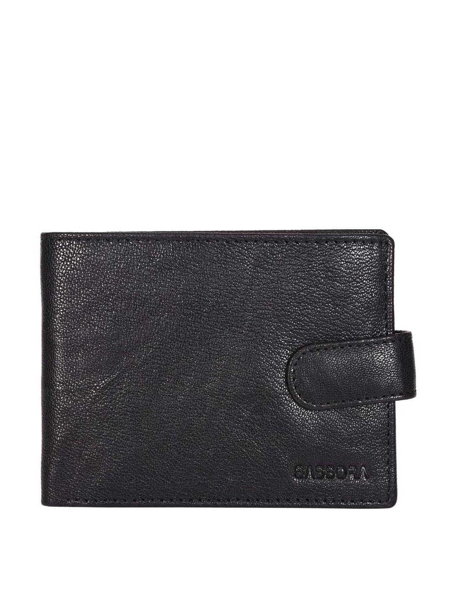 SASSORA Black Casual Leather Rfid Bi-Fold Wallet for Men