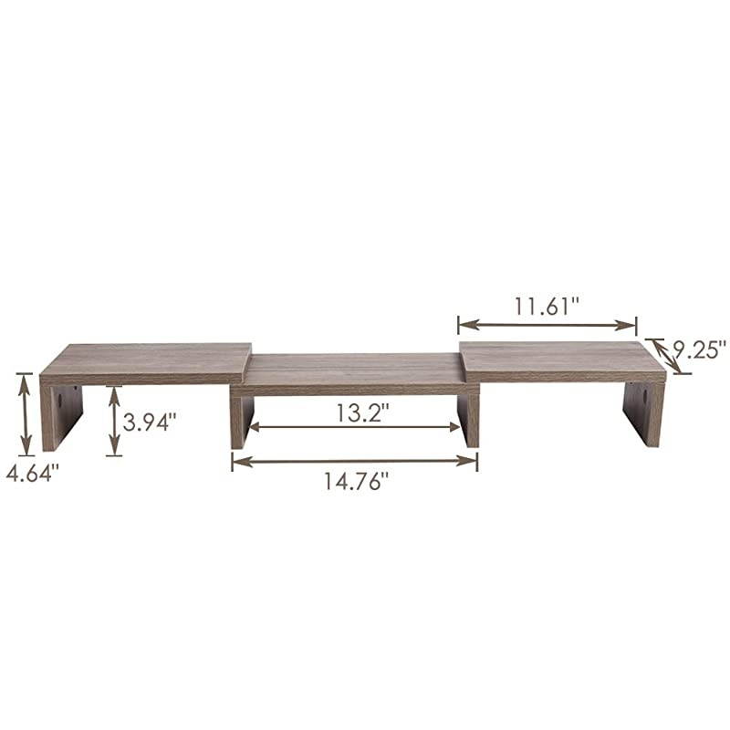 Monitor Stand Riser Adjustable Screen Stand for Laptop ComputerTVPC Multifunctional Desktop Organizer Cream Gray