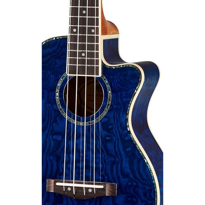 Mitchell MU80X-CE-QAB-BL Exotic Acoustic Electric Cutaway Ukulele Quilt Ash Burl Blue