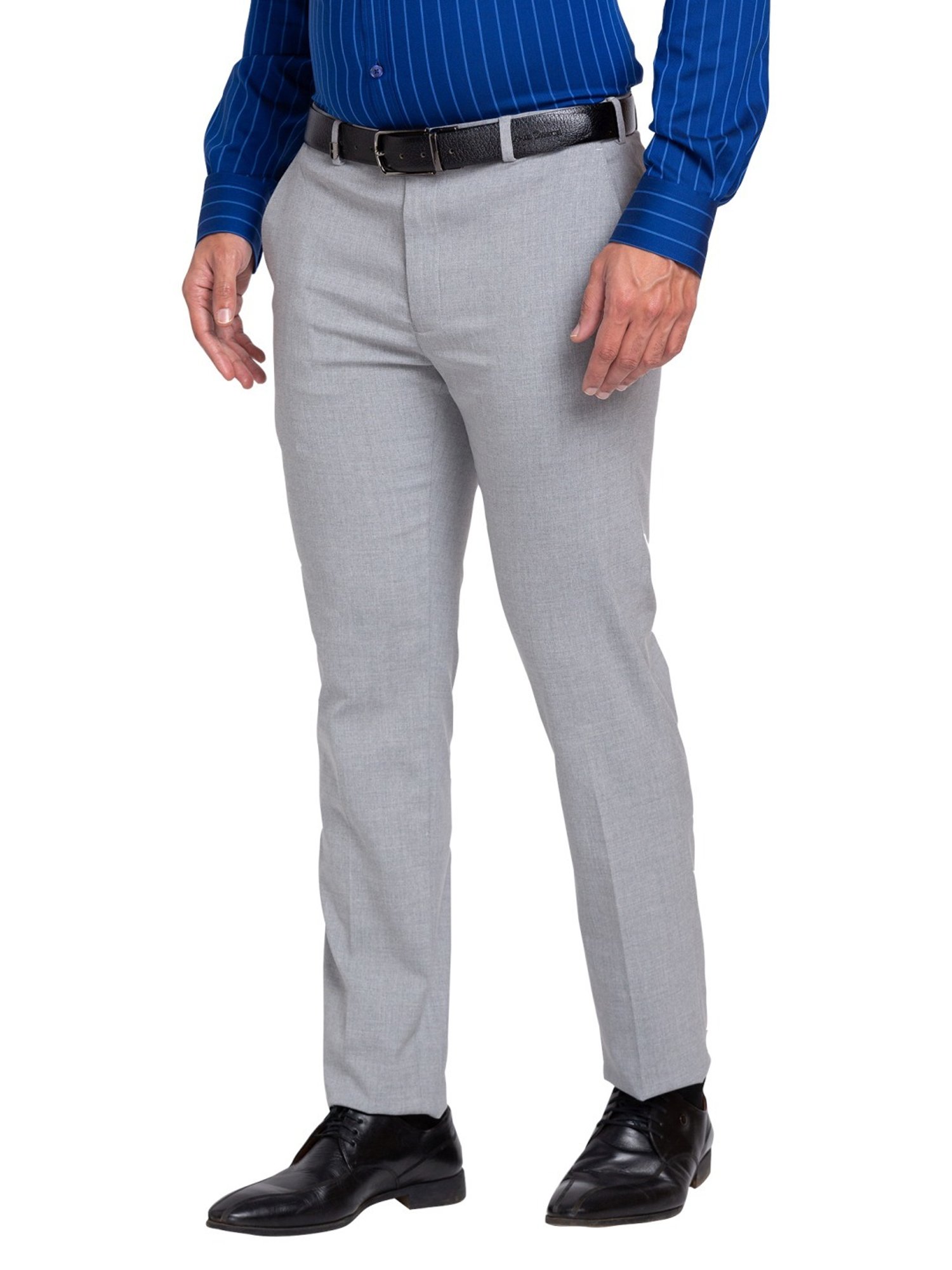 Park Avenue Grey Super Slim Fit Texture Trousers