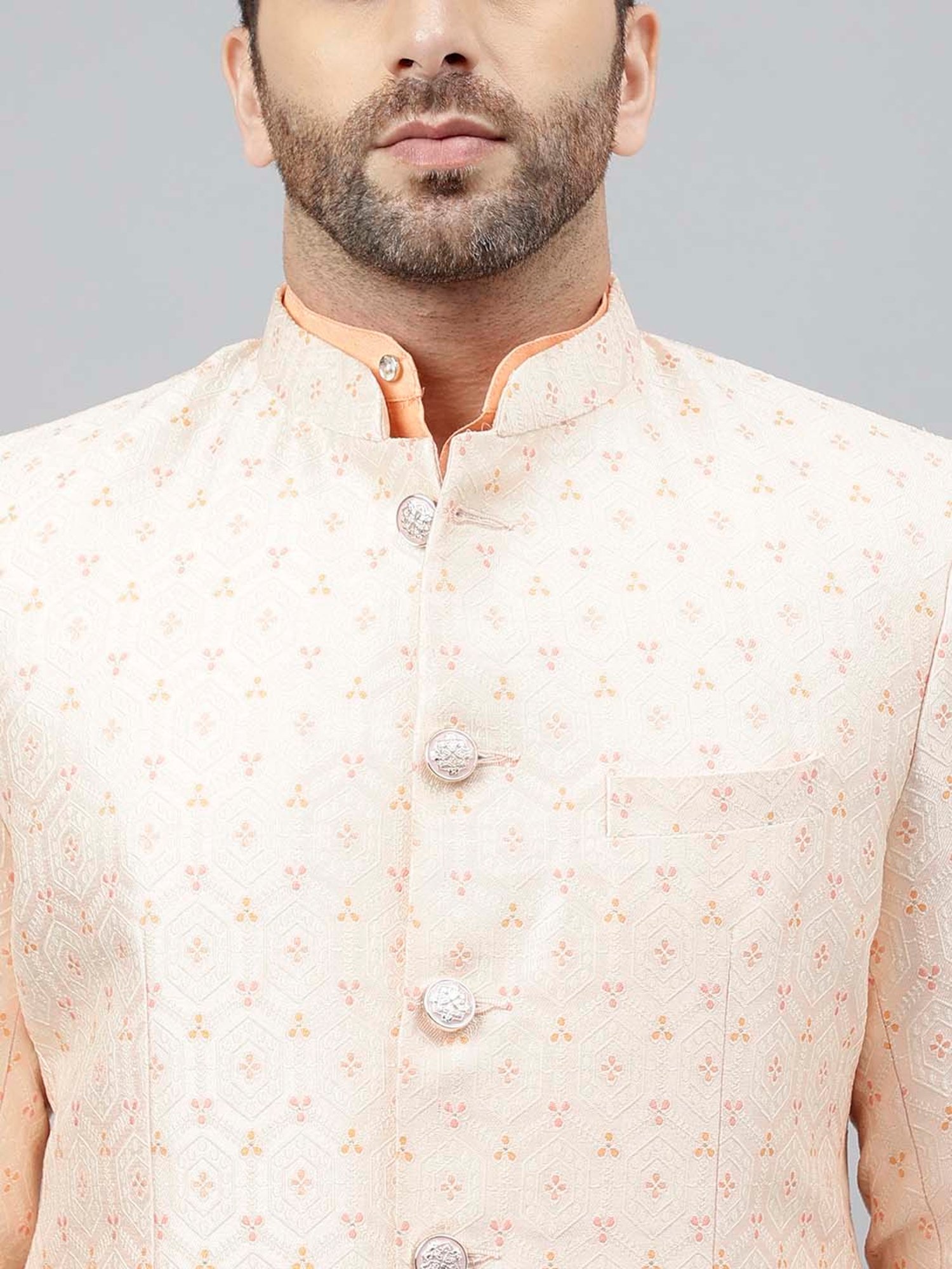 Hangup Peach Regular Fit Ethnic Blazer