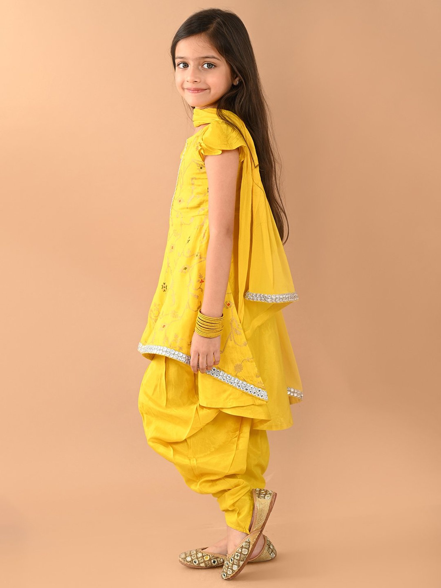 VASTRAMAY Kids Blue & White Cotton Over Dyed Kurta Set