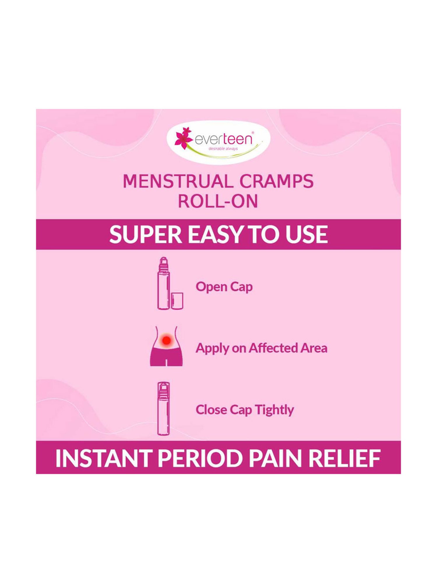 everteen Menstrual Cramps Roll-On for Period Pain Relief in Women - 10 ml Each (Pack of 2)