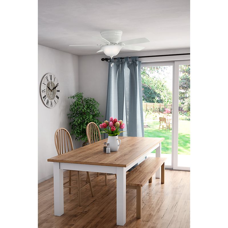 48" LED Low Profile Ceiling Fan (Includes Energy Efficient Light Bulb) White - Hunter