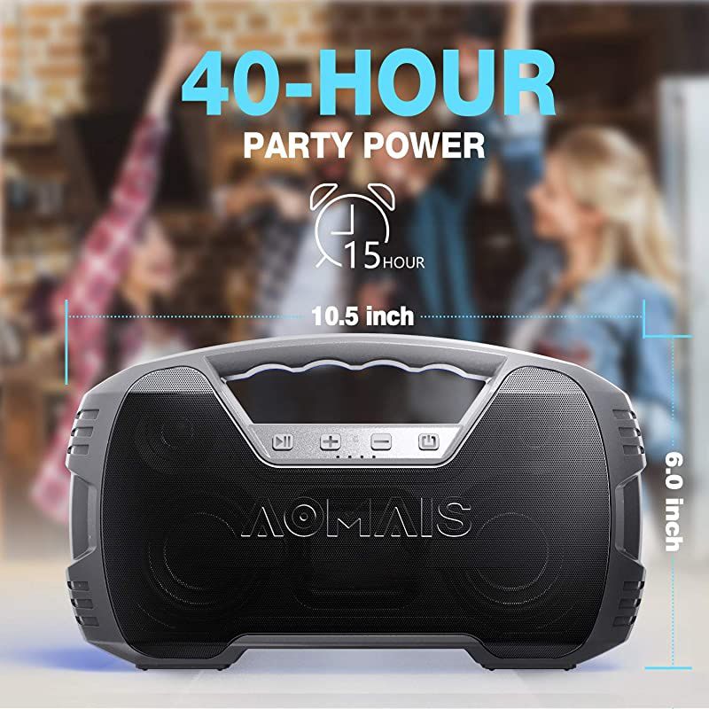 IPX7 Waterproof Bluetooth Speakers 40Hour Playtime Wireless Outdoor Speaker 25W Rich Bass Impressive Sound Stereo Pairing Builtin Mic 100ft Bluetooth LED Lights for Home Party