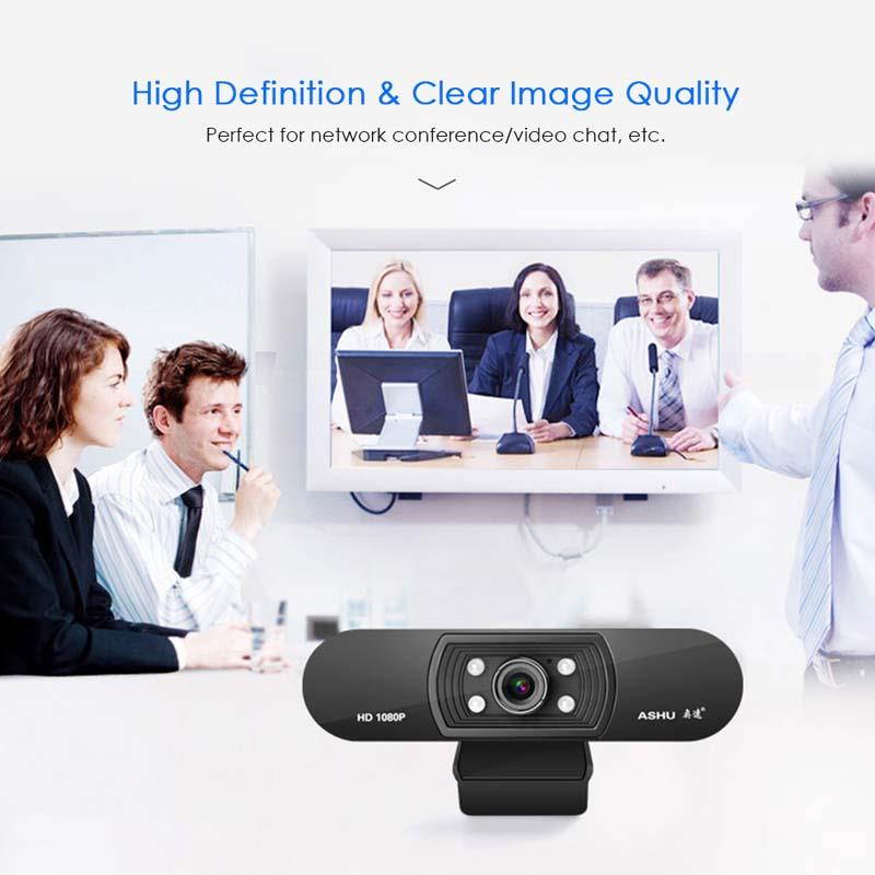 ASHU H800 1920*1080P High Definition Webcam HDTV Video Calling Teleconference with Built-in Microphone Camera for Laptop Desktop
