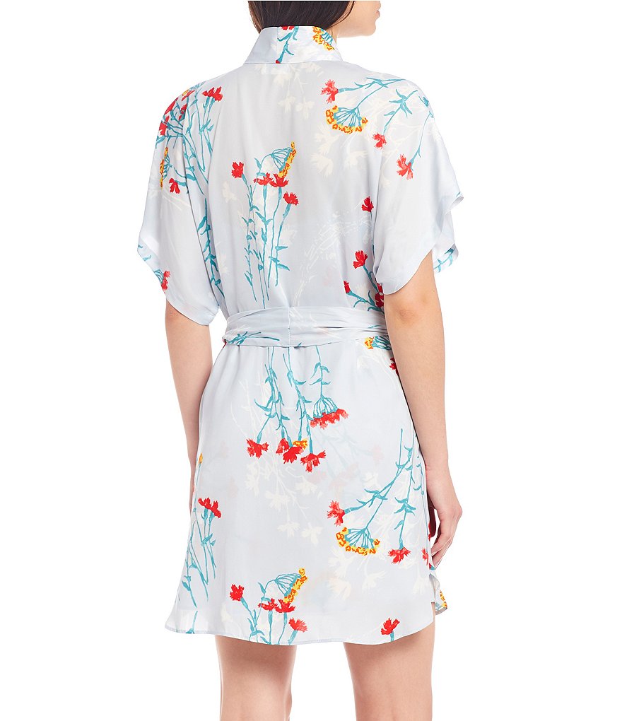 PJ Salvage Solid Ribbed Knit Long Wrap Robe