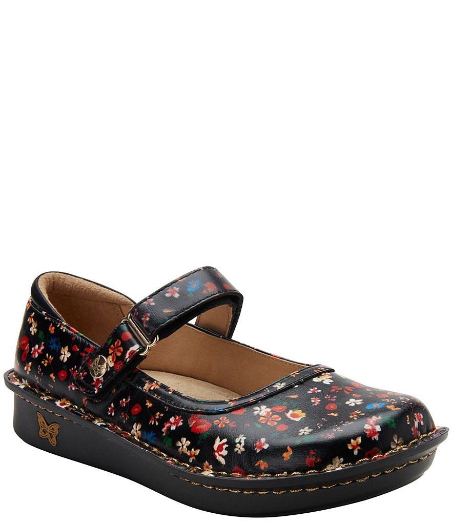 Alegria Belle Floral Printed Leather Mary Janes