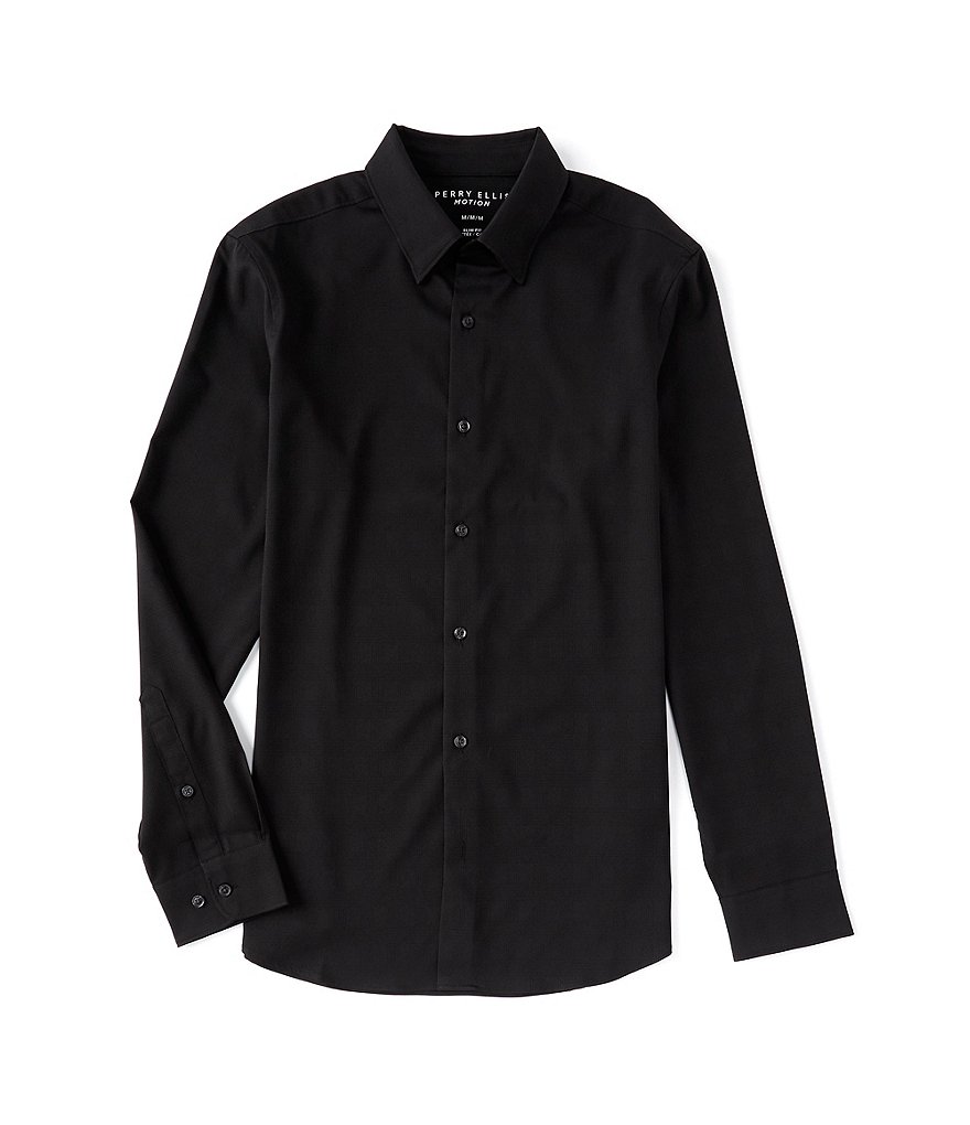 Perry Ellis Slim-Fit Check Performance Stretch Long-Sleeve Woven Shirt