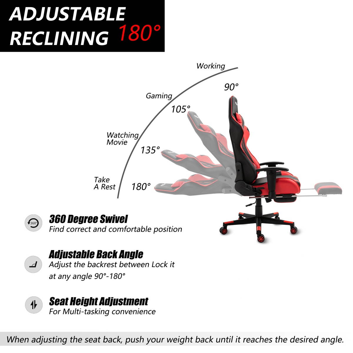 RESPAWN Sidewinder Gaming Chair, PU Leather, in Rage Red (RSP-125-RED)