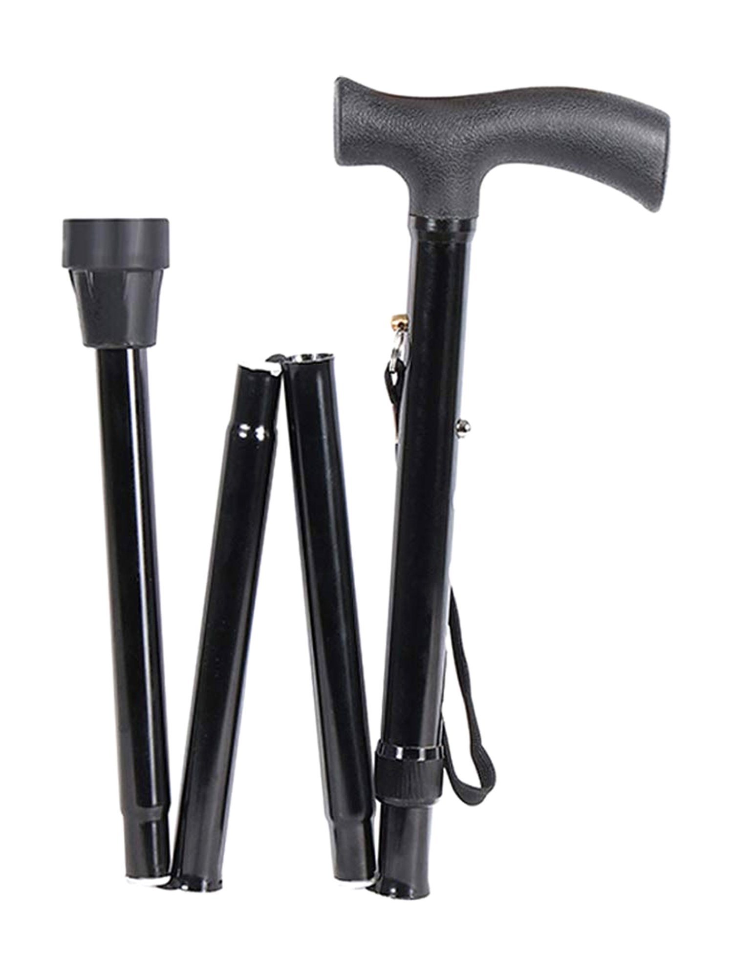 MCP Jindal 4 Folding Sections Folding Walking Stick (Black)
