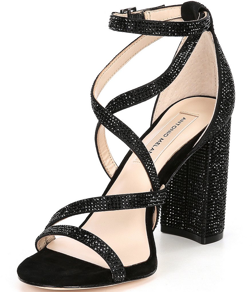 Antonio Melani Hazlyn Satin Rhinestone Embellished Strappy Dress Sandals