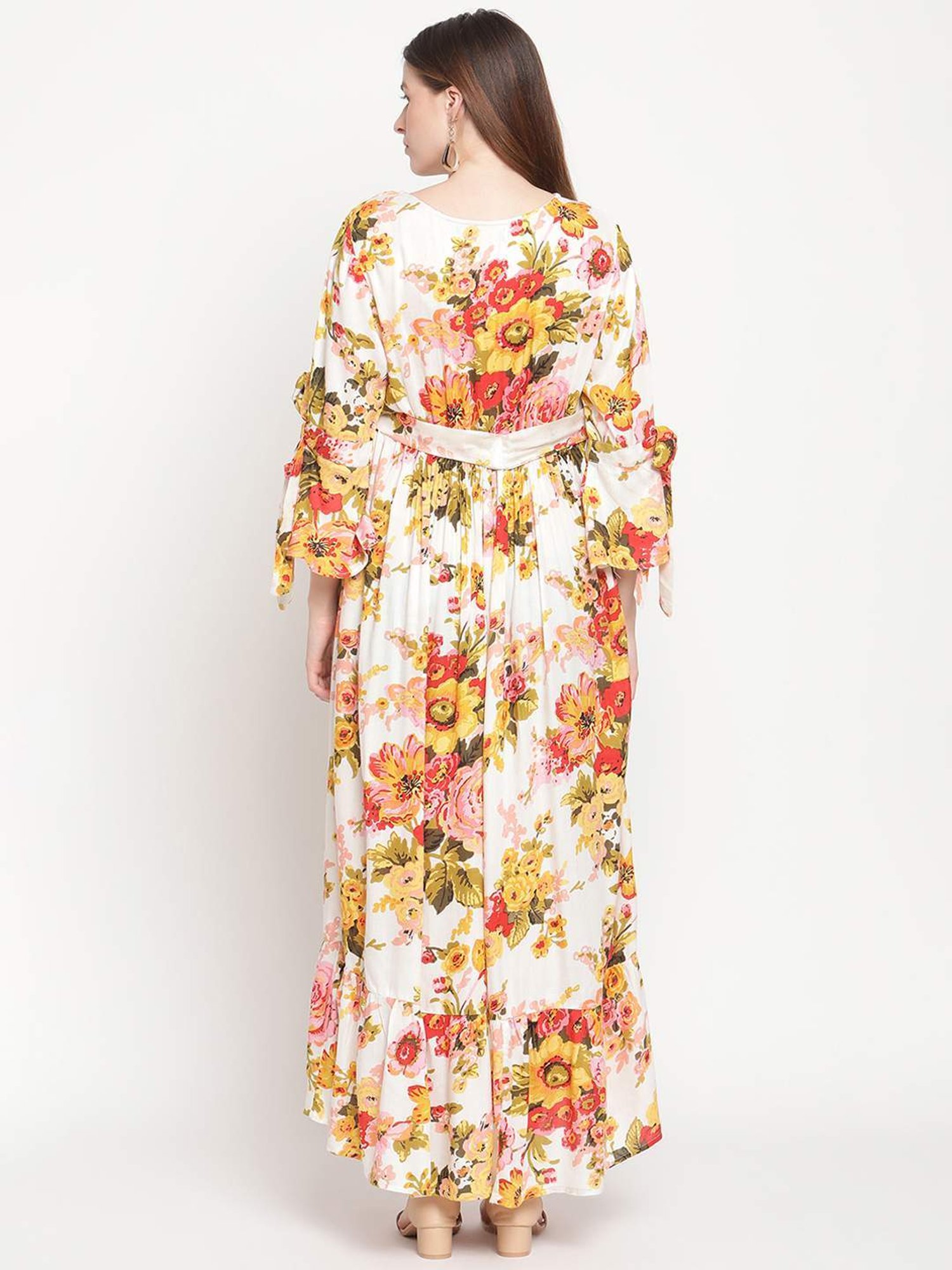 Moms Maternity Off-White Printed Maternity Dress