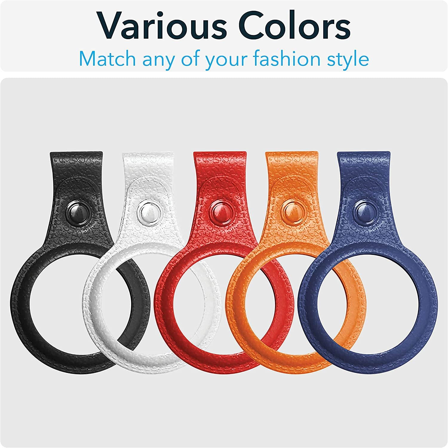 Vietus Vault for Apple AirTag Case with Key Ring Loop - Pacific Blue, Leather TPU, 1-Pack