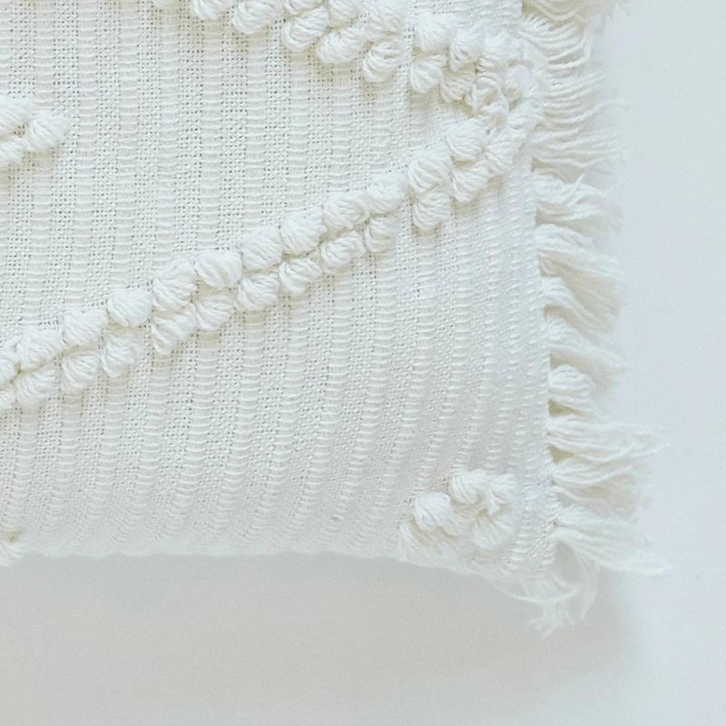 26"x16" Chevron Lumbar Throw Pillow with Fringe Natural - Patina Vie