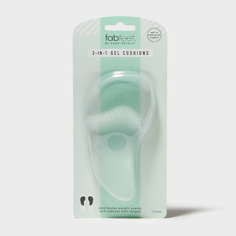 Women's Fab Feet by Foot Petals Gel 2-in-1 Ball of Foot/Arch Support Shoe Cushions Clear - 1 pair