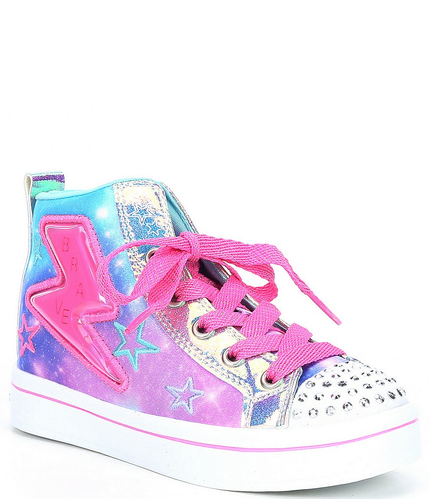 Skechers Girls' Twinkle Toes Twi-Lites 2.0- Brave & Strong Sparkle Light Up Hi Top Sneakers (Youth)