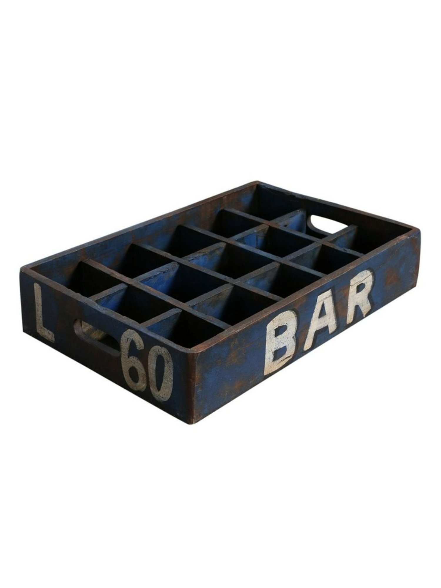 Artisans Rose Blue Wood Ace Serve Vintage Crate
