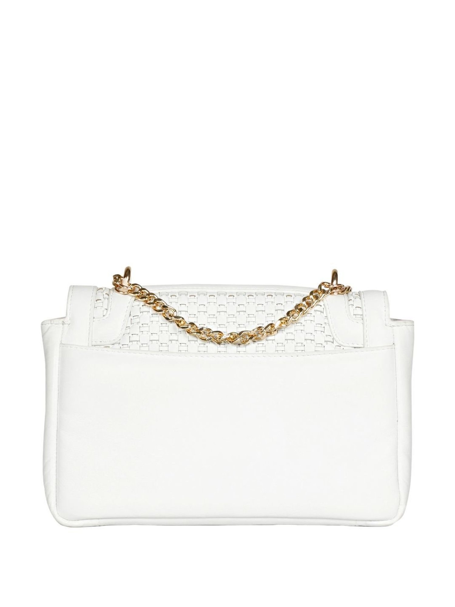 Saint G White Textured Medium Sling Handbag