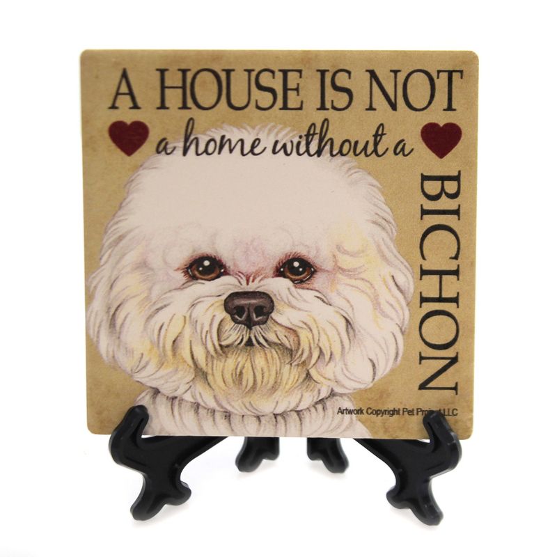 Animal 4.0" Bichon - House Stone Coaster Easel Sjt Enterprises  -  Coasters