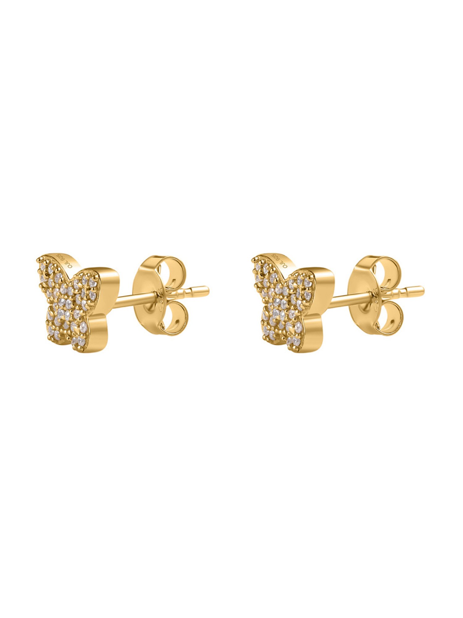 Ornate Jewels 925 Sterling Silver Gold-Plated American Diamonds Butterfly Stud Earrings for Women