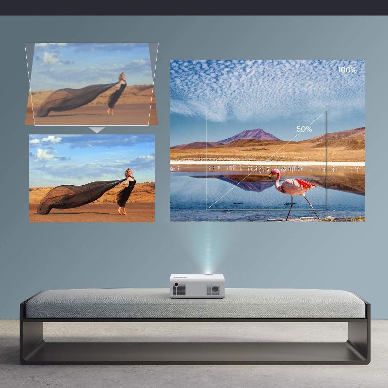 Yaber V3 Mini Bluetooth Projector 5500L Full HD 1080P and Zoom Supported Home & Outdoor Projector Portable LCD LED - White