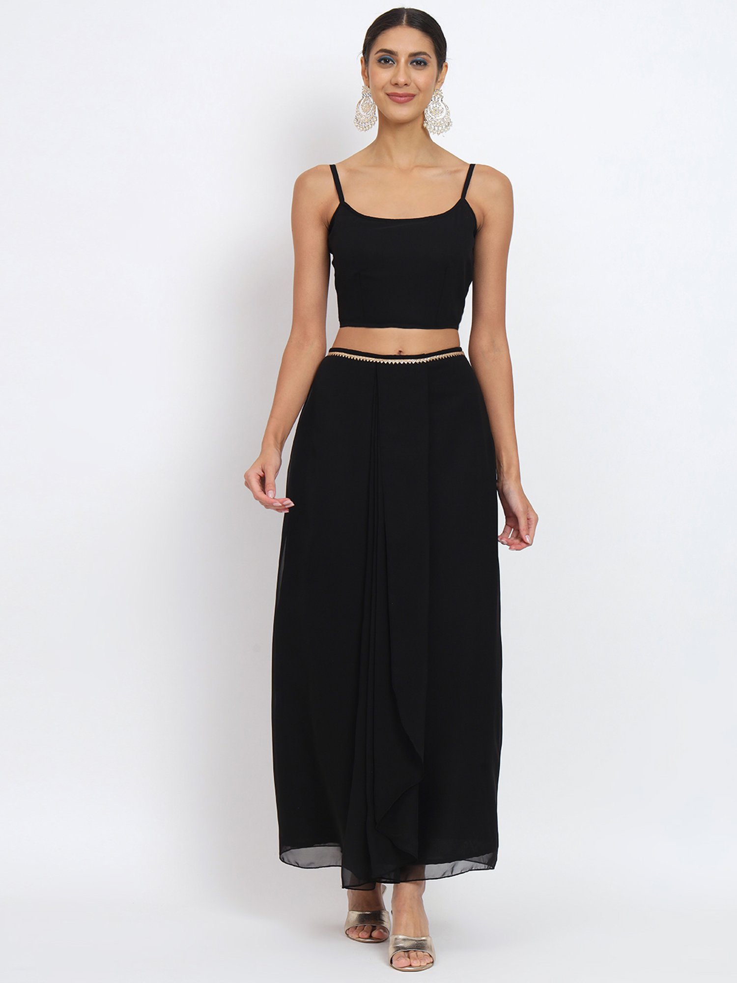 studiorasa Black Georgette Lehenga Set With Shrug