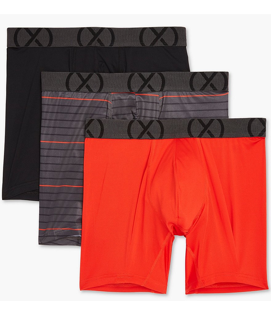 2(X)IST Sport Mesh Stripe Fiery Red Trunks 3-Pack