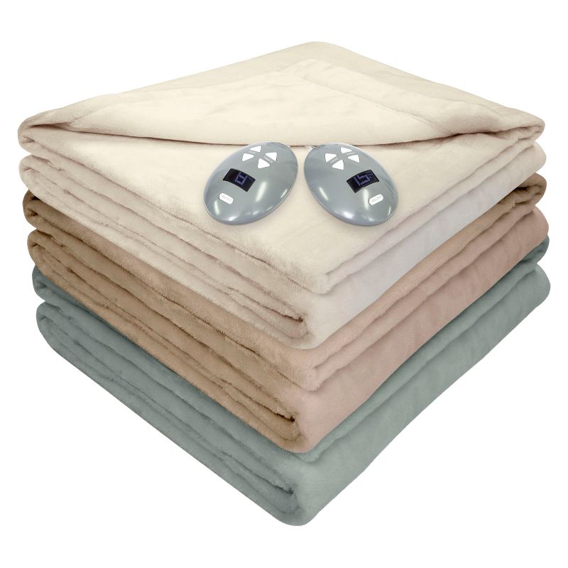 Velvet Plush Electric Blanket (Queen) Linen - Soft Heat&#174