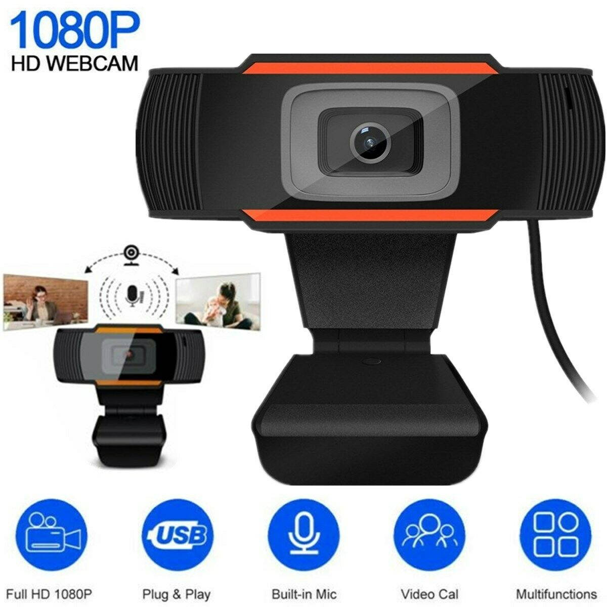 Webcam Auto Focusing Web Camera 1080P HD Cam Microphone For PC Laptop Desktop US
