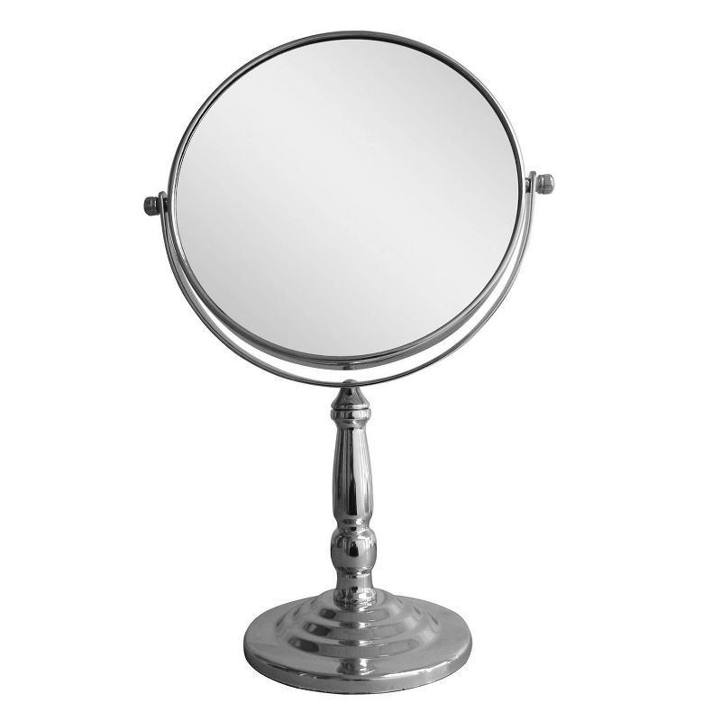 Freestanding Bath Magnifying Makeup Mirror Light Silver 14" - Elegant Home Fashions
