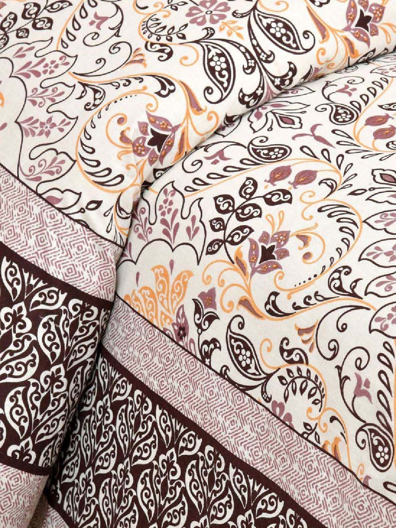 JaipurFabric Taupe 180 TC 100% Cotton Floral Double Bedsheet with 2 Pillow Covers