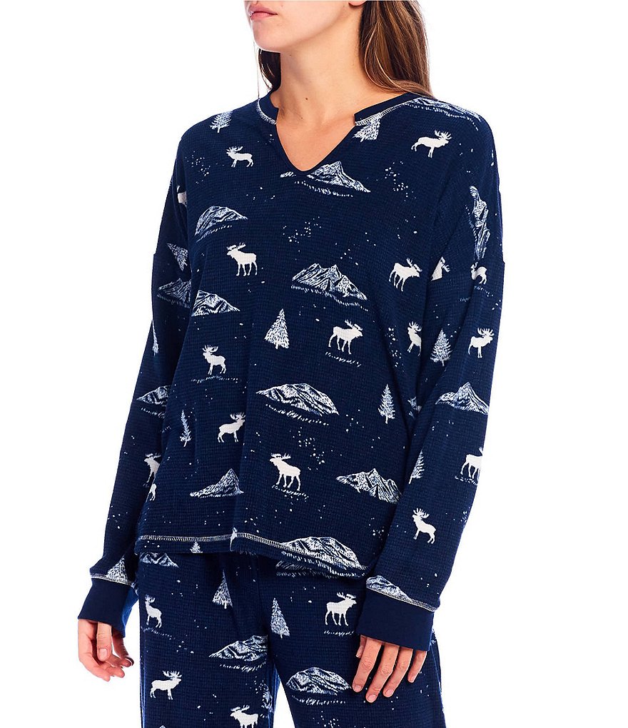 PJ Salvage Let's Get Toasty Printed Thermal Velour Coordinating Sleep Top