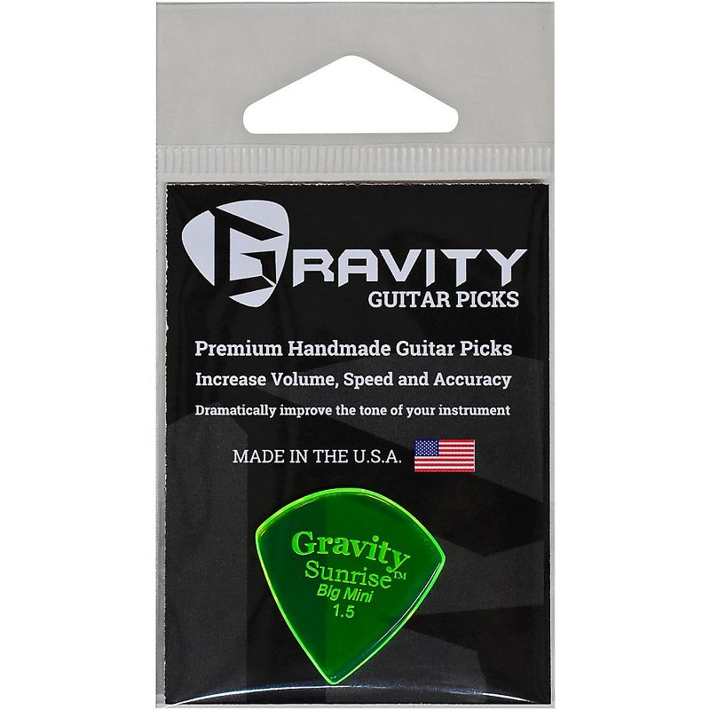 GRAVITY PICKS Sunrise Big Mini Polished Fluorescent Green Guitar Picks 1.5 mm