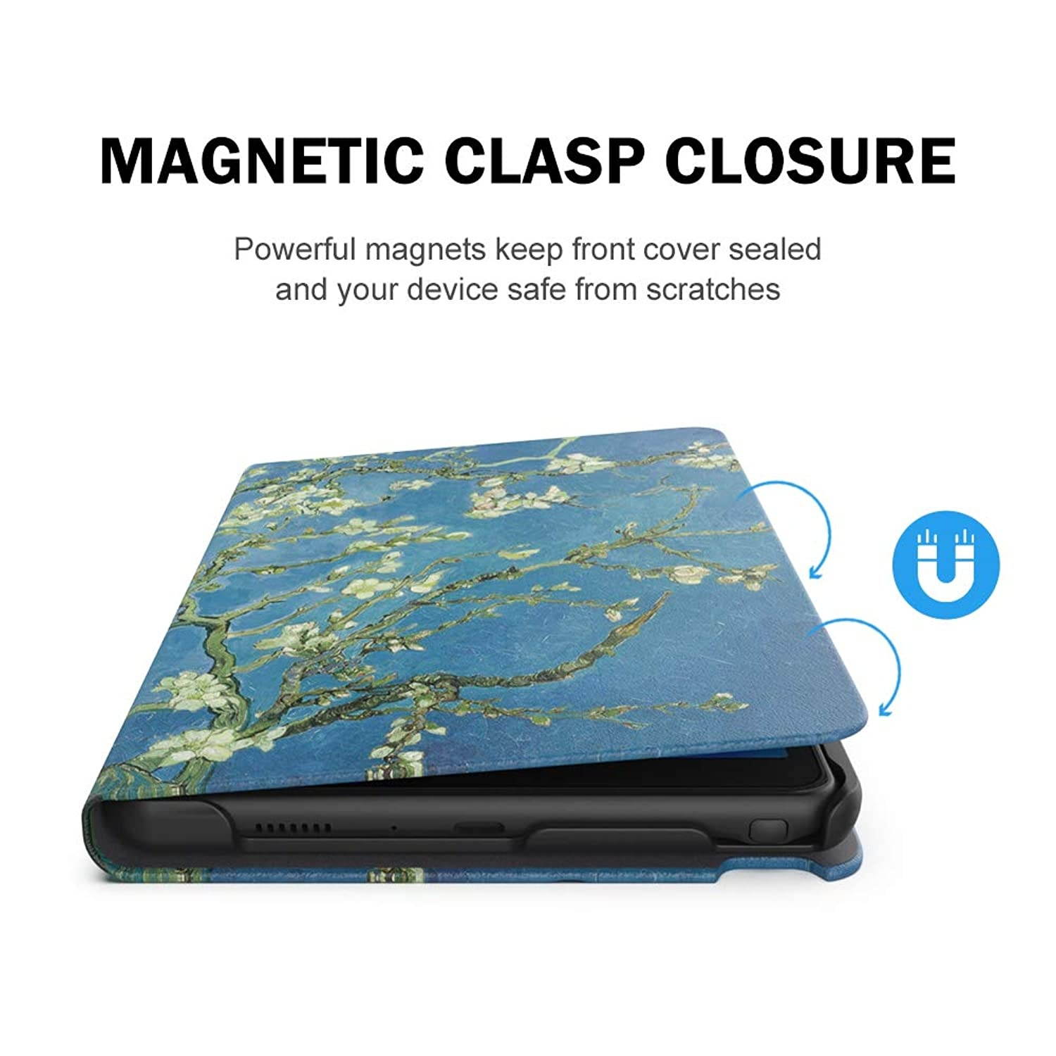 MoKo Case Fit Samsung Galaxy Tab A with S Pen 8.0 2019, Premium Light Weight Stand Folio Shock Proof Cover for Galaxy Tab A with S Pen 8.0 SM-P200 (Wi-Fi)/SM-P205 (LTE) 2019 Tablet - Almond Blossom