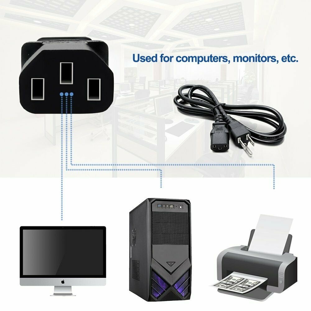 50PCS US Computer PC Monitor 3 Prong Power Cord Cable IEC320 18AWG PC COMPUTER