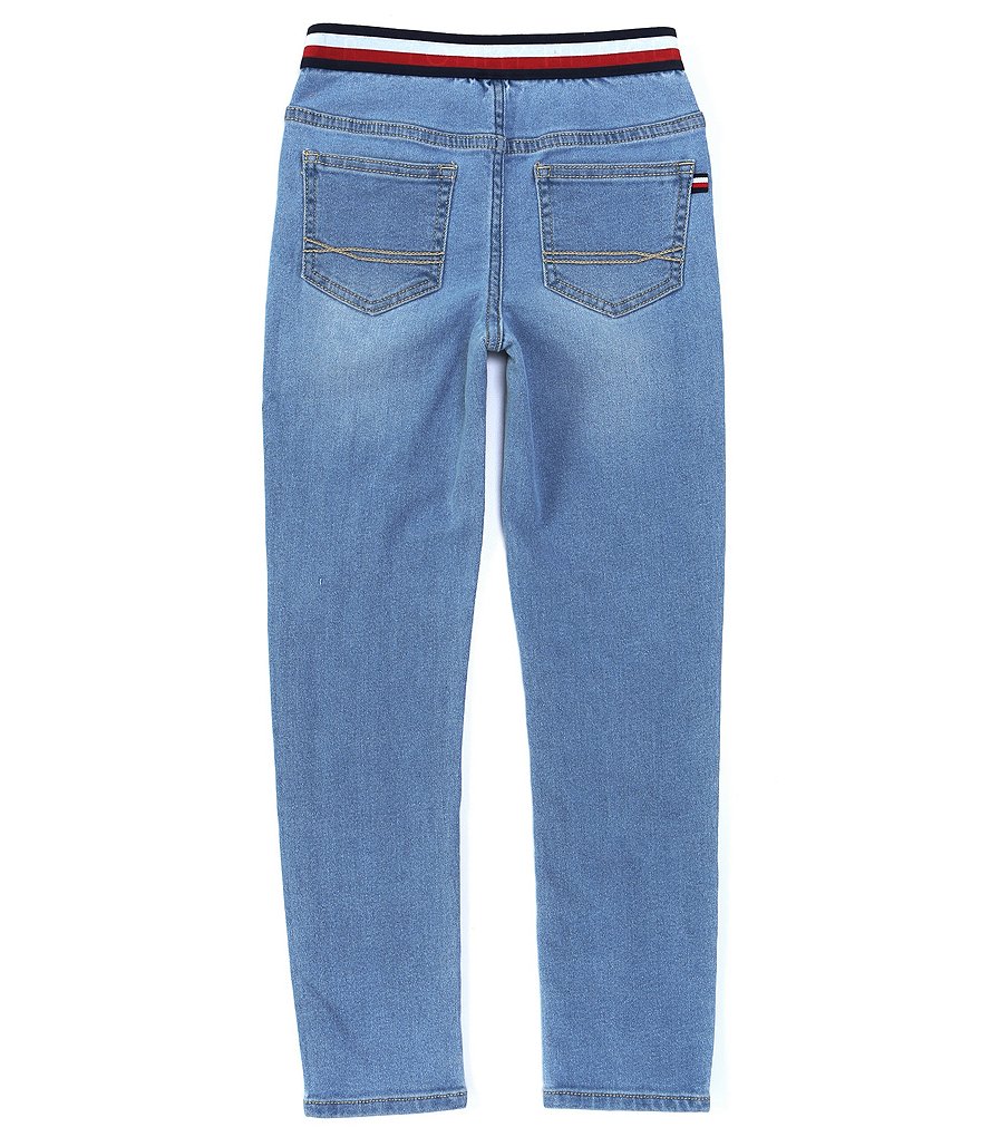 Tommy Hilfiger Big Girls 7-16 Jacquard Striped Waistband Stretch Woven Denim Jeggings
