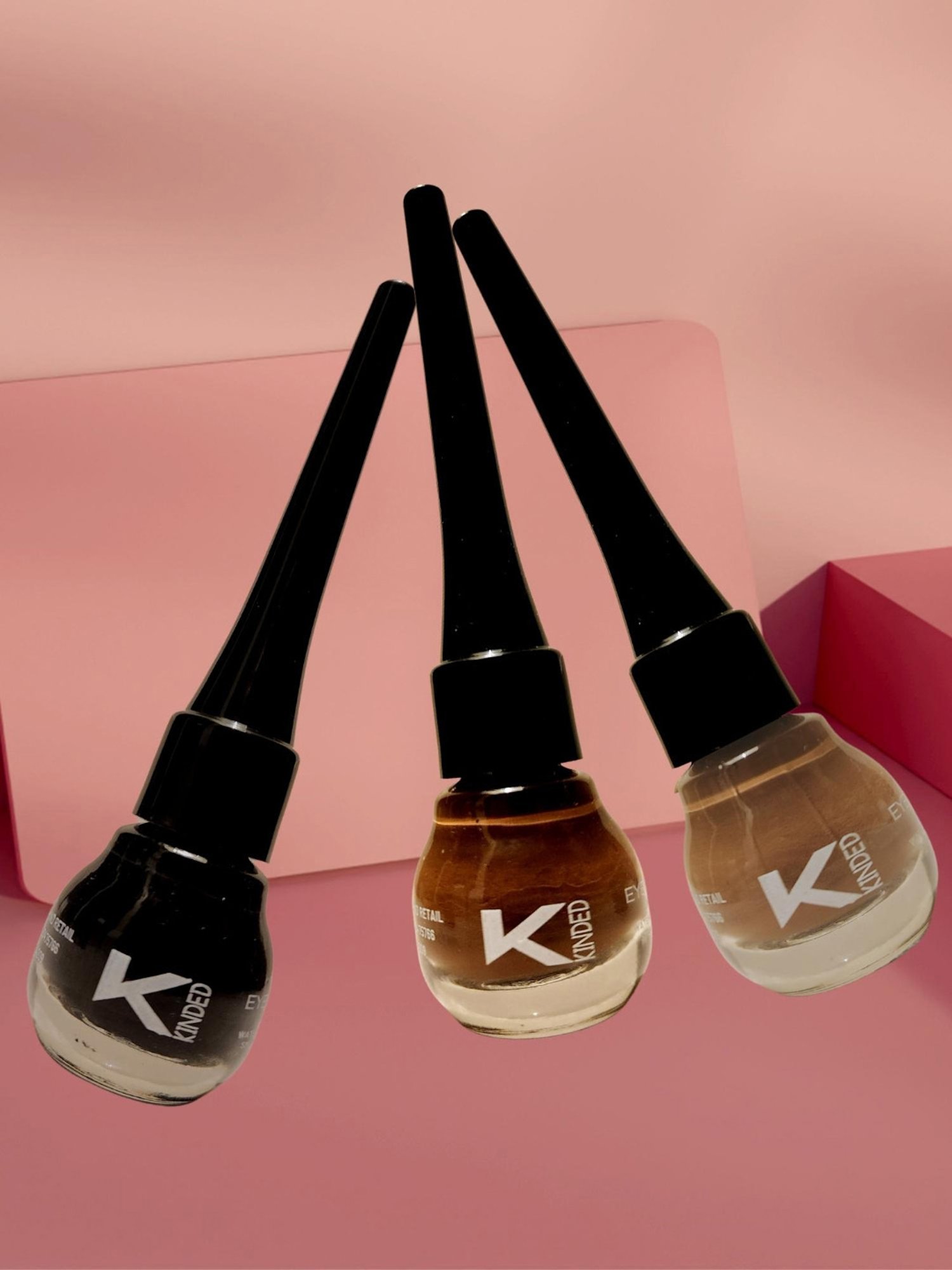 KINDED Liquid Eye Liner Midnight Black, Chocolate Brown & Camel Brown Combo