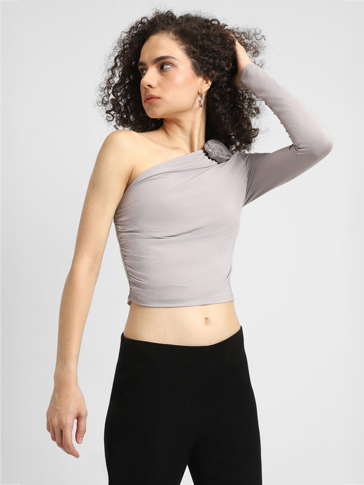 Forever 21 Grey Slim Fit Crop Top