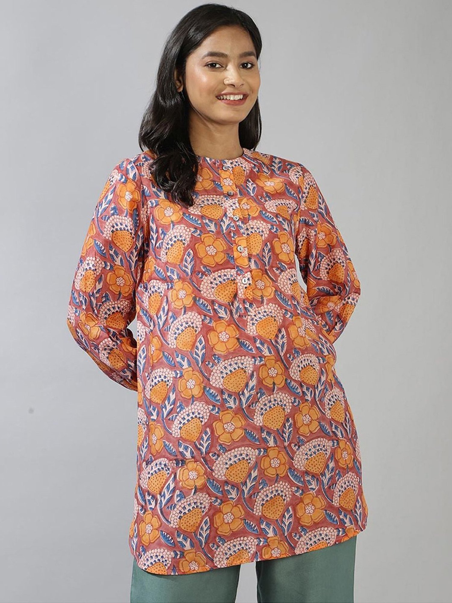 Fabindia Orange Printed Tunic