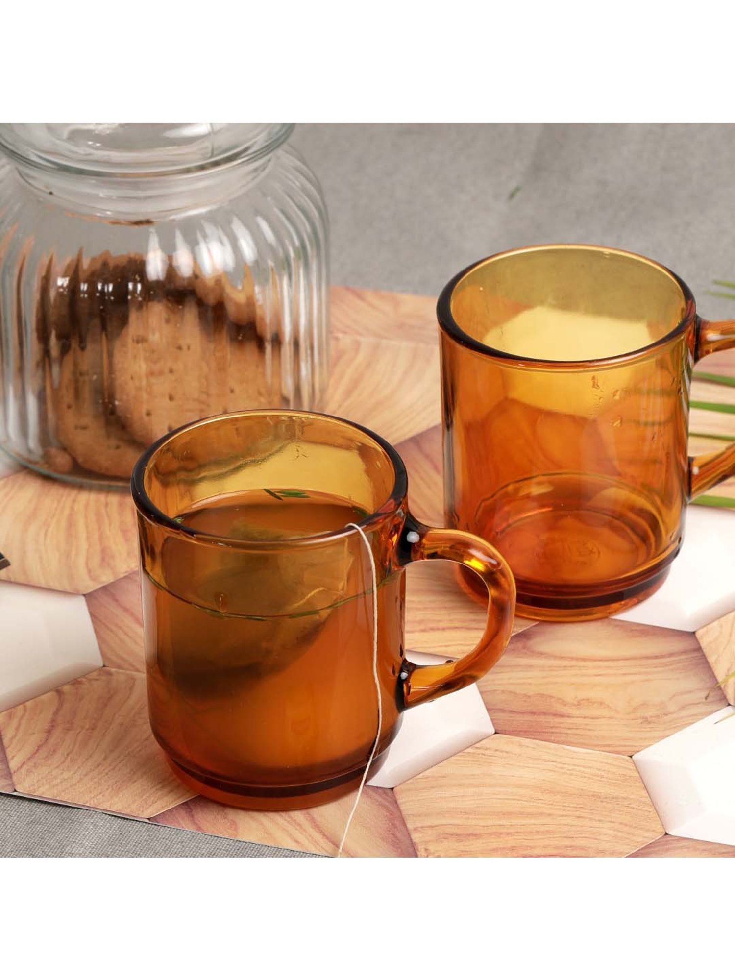 Duralex 'Versailles' Orange Glass 10.5 cm Mug (0.26 L) - Set of 6